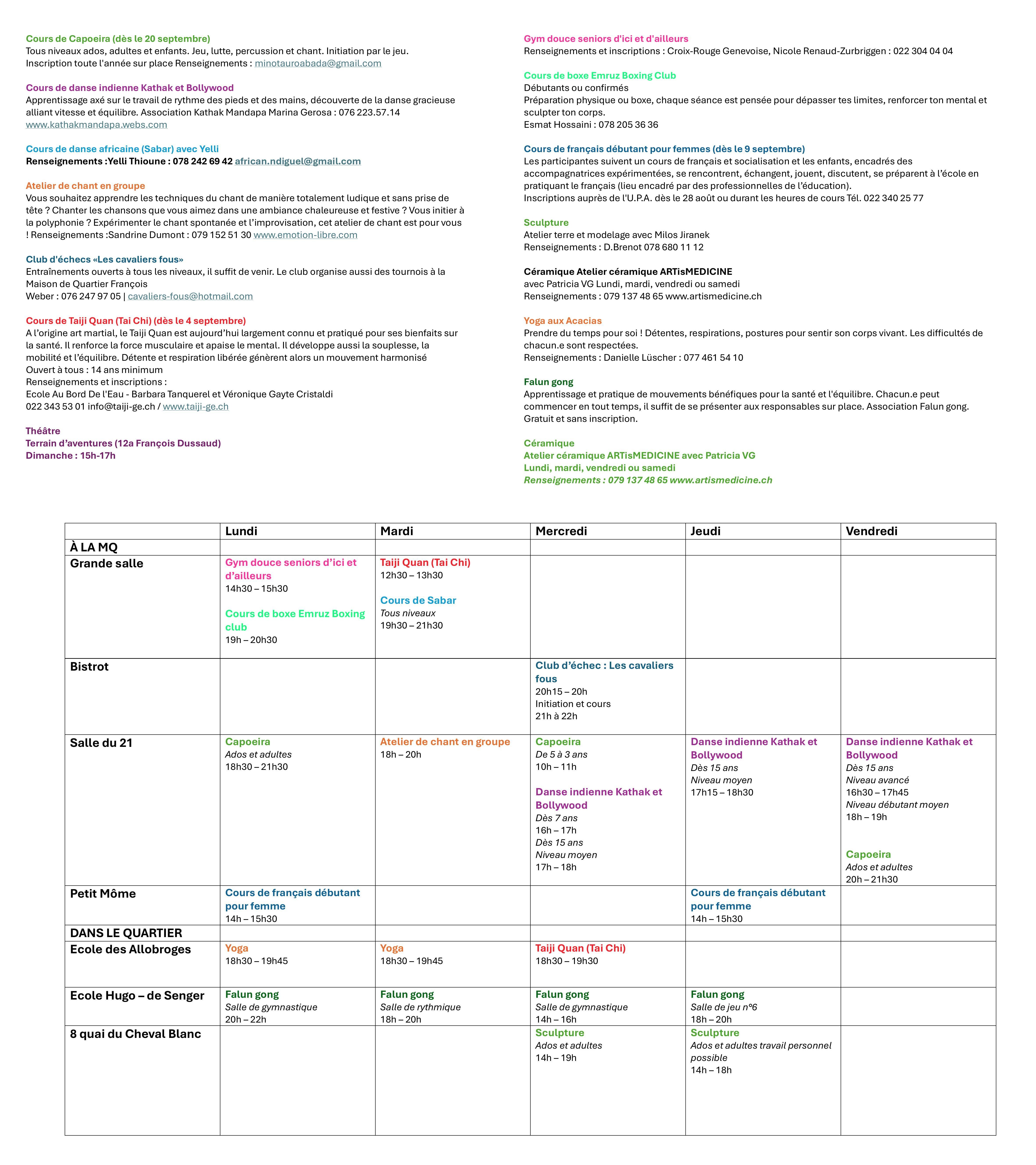 Programme cours MQA